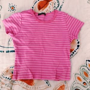 Brandy Melville pink striped tee